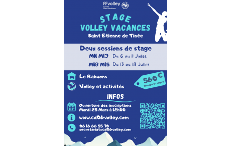 STAGE D'ÉTÉ VOLLEY VACANCES 2025